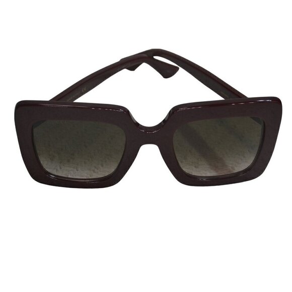 Gucci Oversized Square Sunglasses Burgundy Frame & Case Unisex- LT3189 - Picture 4 of 11